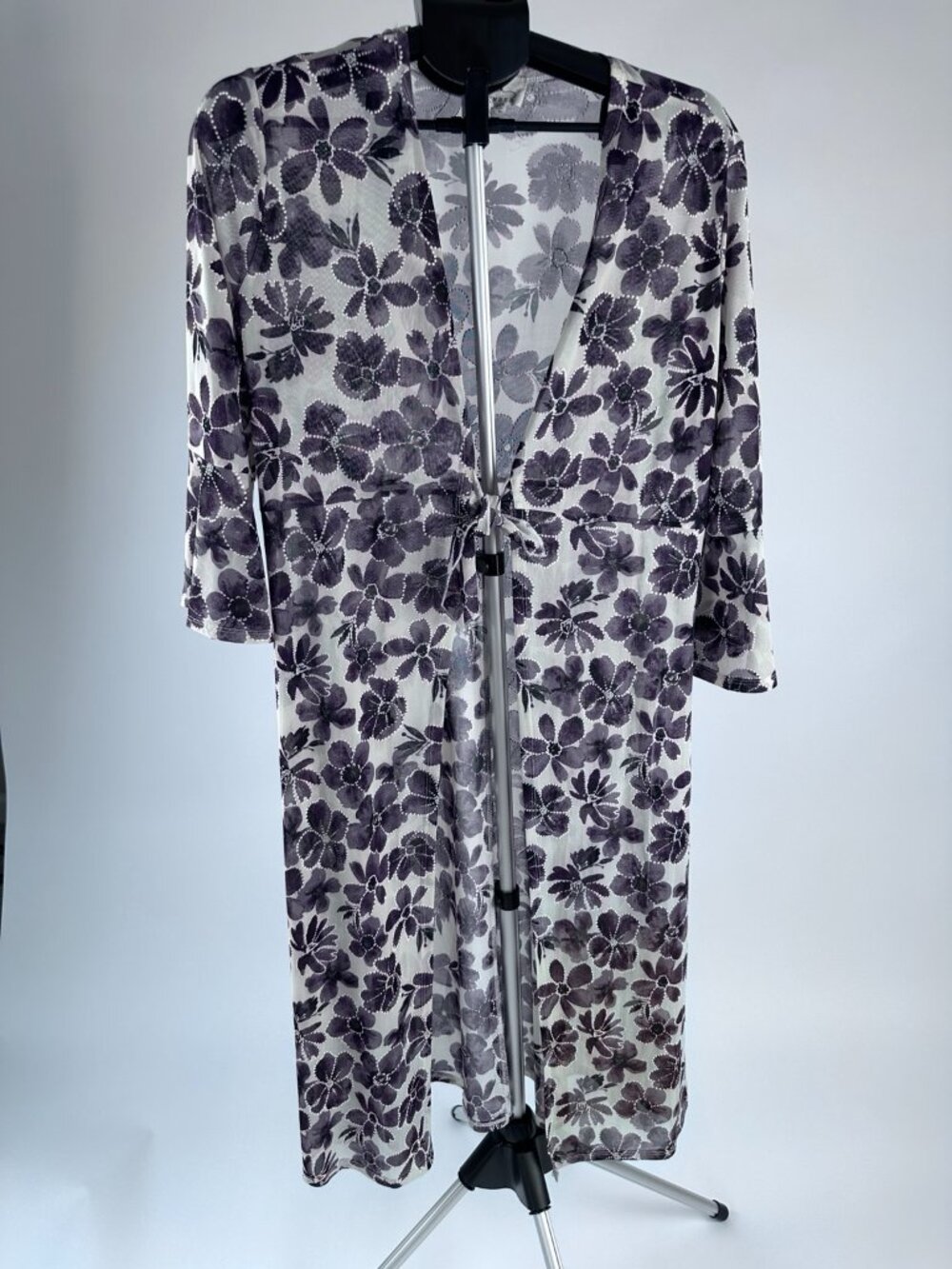 Ember Sheer Floral Kimono Cardigan XL Boho Tie Front Lightweight